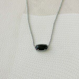 Kendra Scott Elisa Necklace | Black Opaque Glass Silver